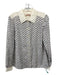 Tory Burch Size 4 Beige Blue Brown Silk Blend Collared Button Up Long Sleeve Top Beige Blue Brown / 4