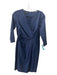 Lafayette 148 Size 2 Navy Cotton V Neck Gathered 3/4 Sleeve Below knee Dress Navy / 2