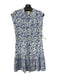 Rebecca Taylor Size 4 White & Blue Silk Floral Paisley Sleeveless Dress White & Blue / 4