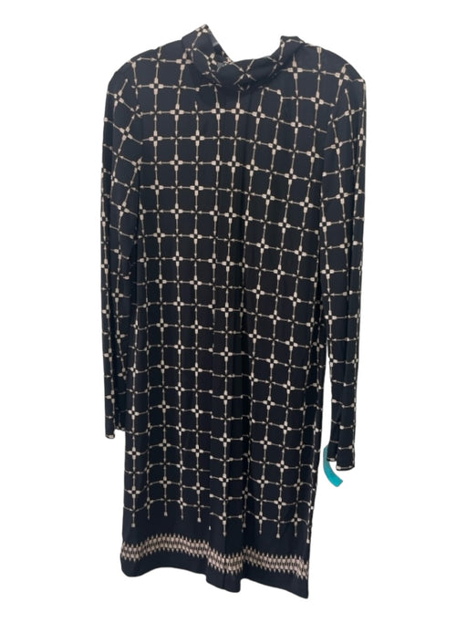 Tory Burch Size S Black & Beige Rayon Printed Long Sleeve Mock Neck Dress Black & Beige / S