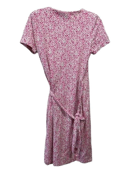 Diane Von Furstenberg Size 6 White & Pink Cotton Blend Floral Short Sleeve Dress White & Pink / 6