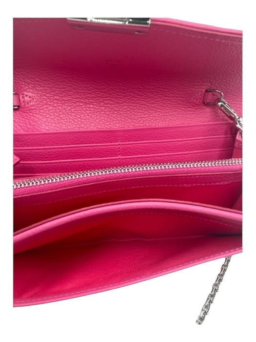 MCM Pink Leather Top Flap Chain Strap silver hardware Wallet Bag Pink / XS