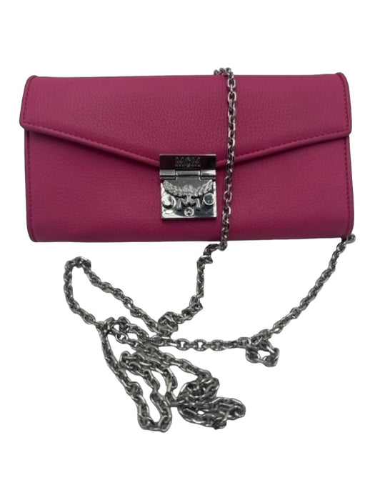 MCM Pink Leather Top Flap Chain Strap silver hardware Wallet Bag Pink / XS