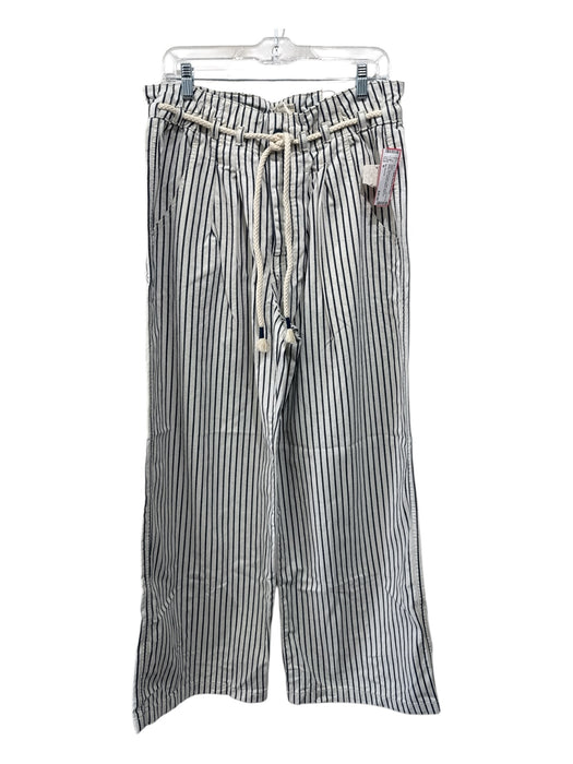 We The Free Size M White & Navy Cotton Denim Button Fly Vertical Stripes Jeans White & Navy / M