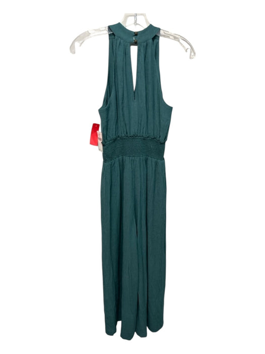 Anthropologie Size S Green Viscose Wrinkle Affect Sleeveless Wide Leg Jumpsuit Green / S