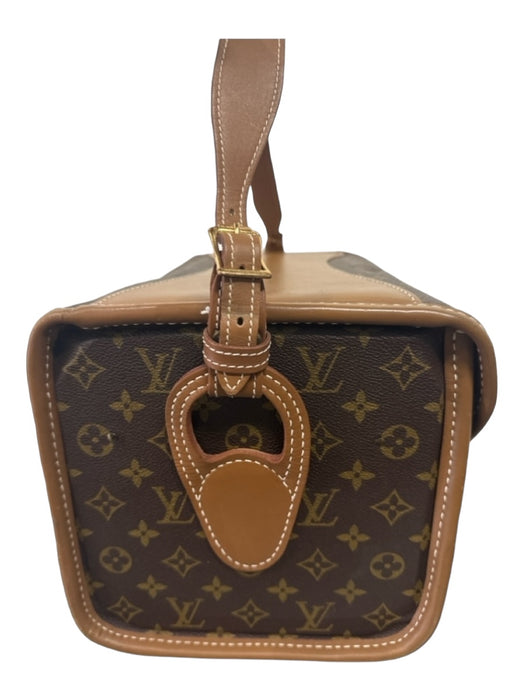 Louis Vuitton Brown & Beige Coated Canvas Monogram Shoulder Bag Top Flap Bag Brown & Beige / L