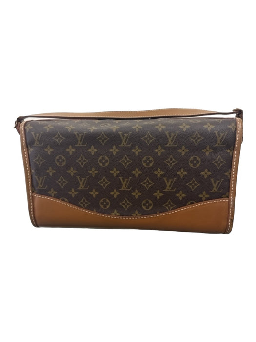 Louis Vuitton Brown & Beige Coated Canvas Monogram Shoulder Bag Top Flap Bag Brown & Beige / L