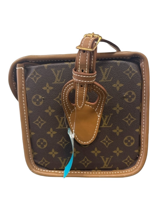 Louis Vuitton Brown & Beige Coated Canvas Monogram Shoulder Bag Top Flap Bag Brown & Beige / L