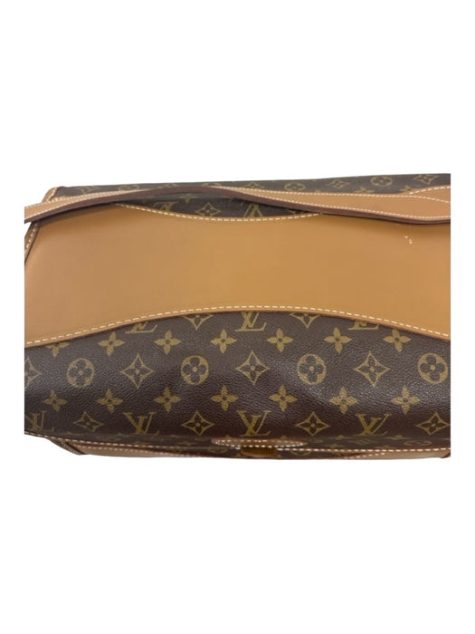 Louis Vuitton Brown & Beige Coated Canvas Monogram Shoulder Bag Top Flap Bag Brown & Beige / L