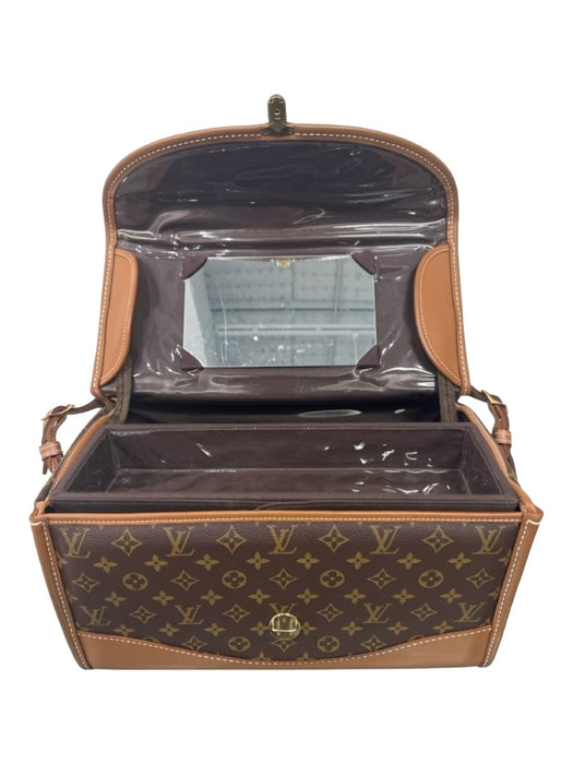 Louis Vuitton Brown & Beige Coated Canvas Monogram Shoulder Bag Top Flap Bag Brown & Beige / L