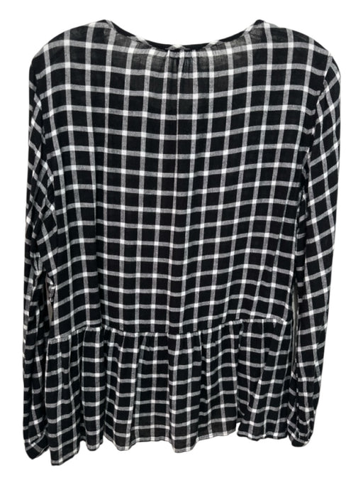 Rails Size M Black & White Rayon Long Sleeve Checked Button Up Peplum Top Black & White / M