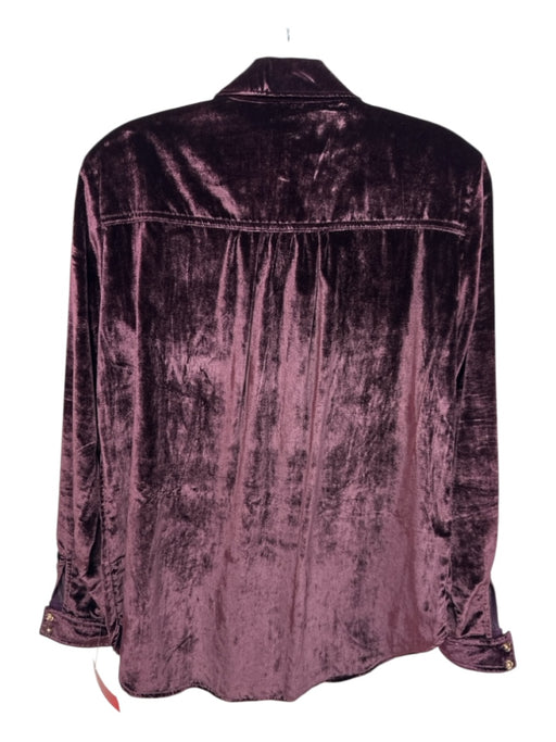 Maeve Size 6 Burgundy Viscose Velvet Long Sleeve Patch Pocket Top Burgundy / 6