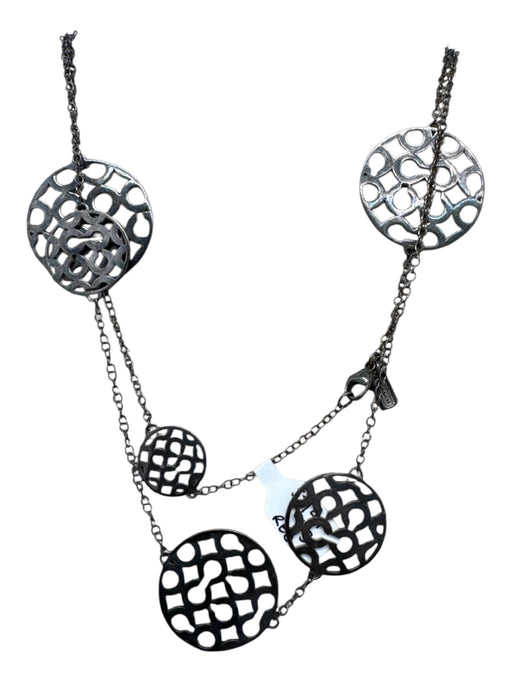 Coach Silver 925 Silver Circles Logo Long Chain Necklace Silver