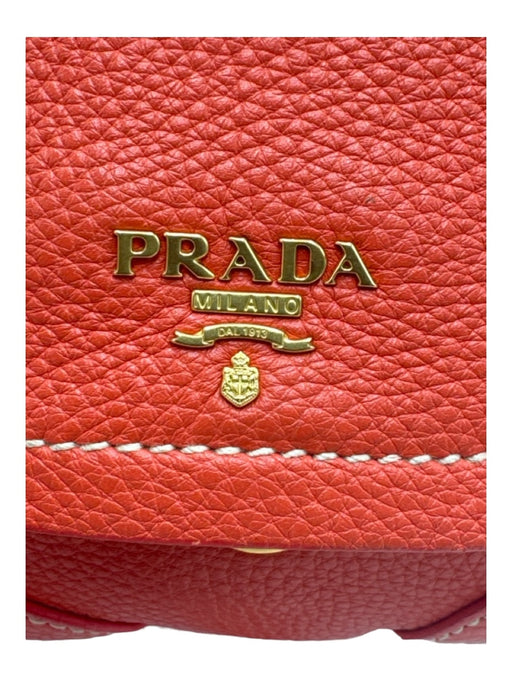 Prada Orange Leather Flap Crossbody Gold Hardware Contrast Stitching Bag Orange / S