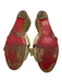 Christian Louboutin Shoe Size 39 Gold, Beige, Red Raffia Ribbon Wedge Espadrille Gold, Beige, Red / 39