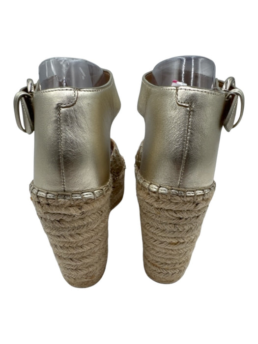 Marc Fisher Shoe Size 8 Light Gold Leather Upper open toe Woven Espadrille Light Gold / 8