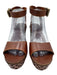 Ash Shoe Size 38 Brown Leather Upper Toe Strap Laser Cut Ankle Wrap Wedges Brown / 38