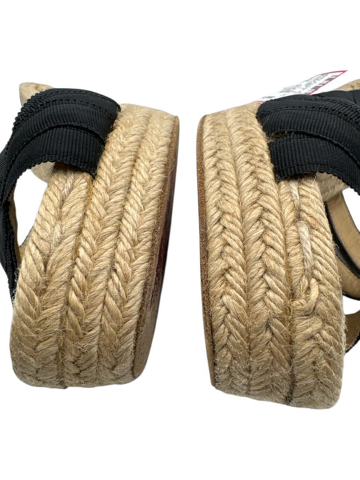Christian Louboutin Shoe Size 38 Black Raffia Cut Out Ribbon Open Toe Espadrille Black / 38