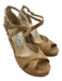Jimmy Choo Shoe Size 38 Beige Cork Criss Cross Ankle Wrap Ribbed Wedges Beige / 38