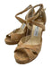 Jimmy Choo Shoe Size 38 Beige Cork Criss Cross Ankle Wrap Ribbed Wedges Beige / 38