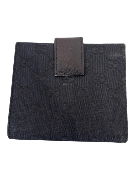 Gucci Black Canvas Guccisima Tri fold silver hardware Wallets Black