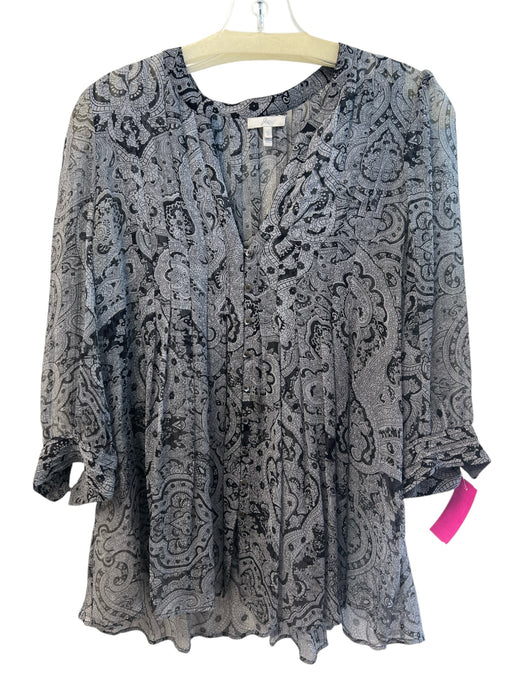 Joie Size M Grey Linen Short Sleeve Scoop Neck Solid Tiered Top Grey / M