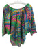 Trina Turk Size M Green & Multi Silk & Cotton Long Sleeve Abstract Print Top Green & Multi / M