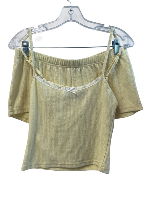 Edikted Size M Yellow Polyester Elastic Waist Lace Trim Sleeveless Pajamas Yellow / M