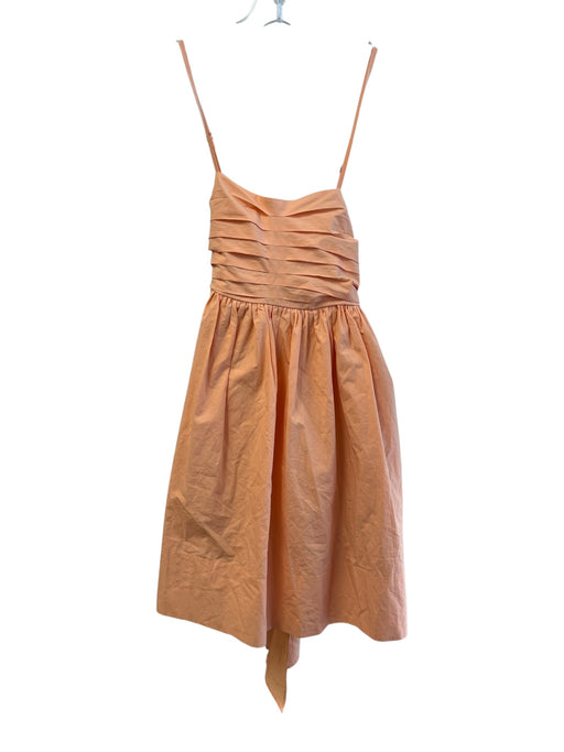 Mable Size M Orange Cotton & Polyester Sleeveless Back Tie Mini Pleated Dress Orange / M