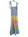Juliana's Size M Blue & Multi Polyester Blend Sleeveless Rouched Tiered Dress Blue & Multi / M