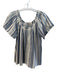 Faherty Size S Blue & White Cotton Blend Short Sleeve Striped Boat Neck Top Blue & White / S