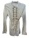 Elie Tahari Size M Cream Cotton Semi Sheer Beaded Button Up Long Sleeve Top Cream / M