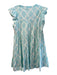 Roller Rabbit Size M Blue Cotton Short Ruffle Sleeve V Neck Below Knee Dress Blue / M