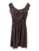Diane Von Furstenberg Size 6 Brown Cotton Blend Short Sleeve Scrunch Waist Dress Brown / 6