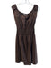 Diane Von Furstenberg Size 6 Brown Cotton Blend Short Sleeve Scrunch Waist Dress Brown / 6
