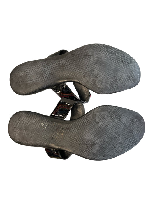 Prada Shoe Size Est 7 Black Leather Sandal Round Toe Slip On Shoes Black / Est 7