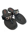 Prada Shoe Size Est 7 Black Leather Sandal Round Toe Slip On Shoes Black / Est 7