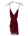 Maniju Size S Maroon Polyester Spaghetti Strap Flower Application Dress Maroon / S