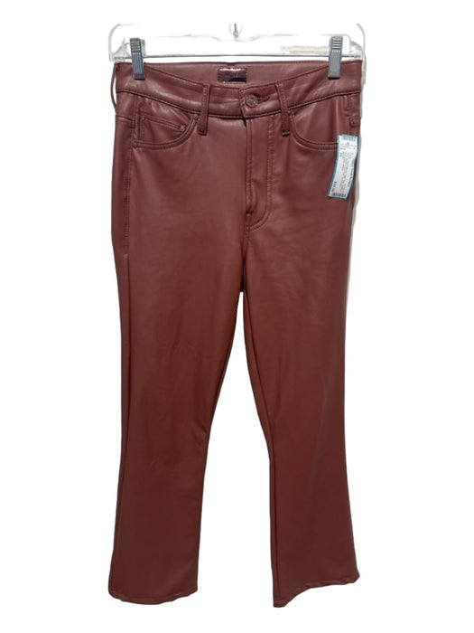 Mother Size 25 Brown Polyurethane High Rise Bootcut Crop Pants Brown / 25