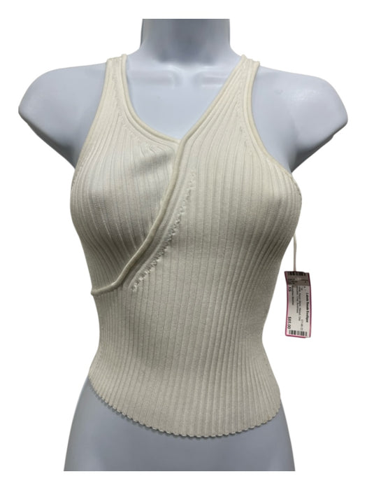 Jonathan Simkhai Size XS White Rayon Blend Ribbed One Shoulder Crop Top White / XS