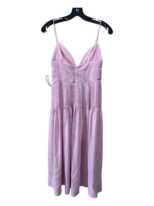 Clea Size XS Pink Linen Blend Spaghetti Strap Pleated V Neck Midi Dress Pink / XS