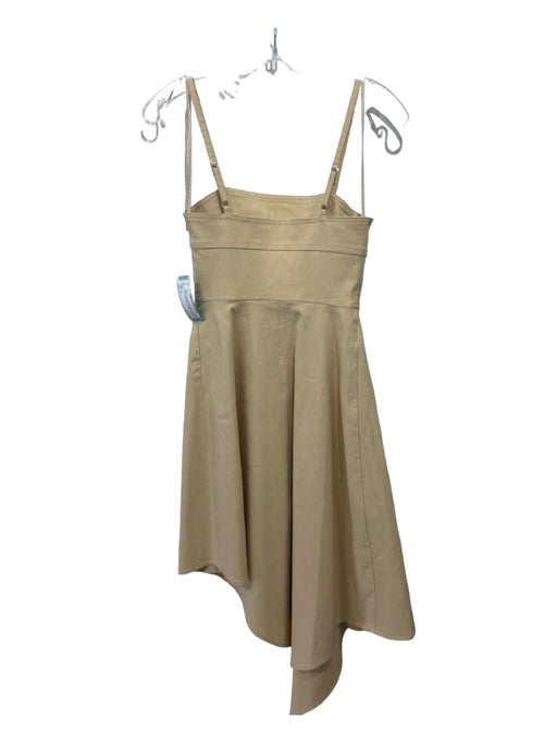 A.L.C. Size 0 Beige Linen Blend Spaghetti Strap Tulip Front Assymetric Hem Dress Beige / 0