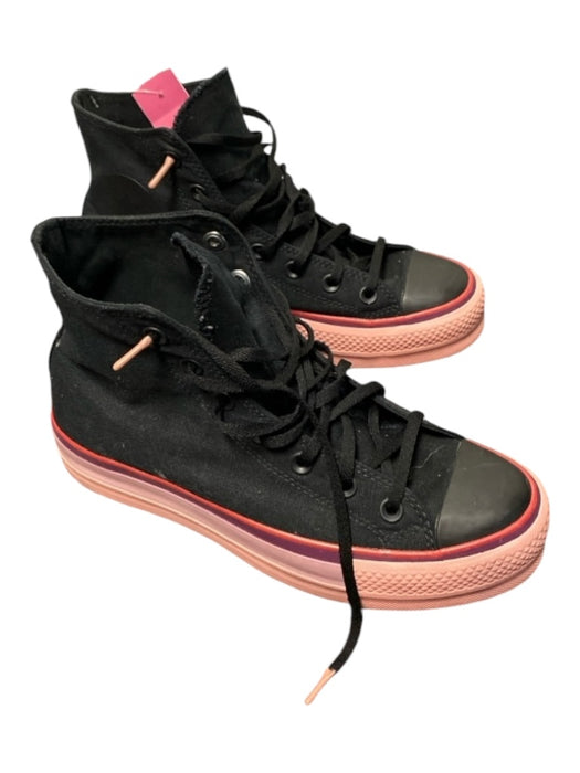 Converse Shoe Size 8.5 Black & Pink Canvas & Rubber High Top lace up Sneakers Black & Pink / 8.5