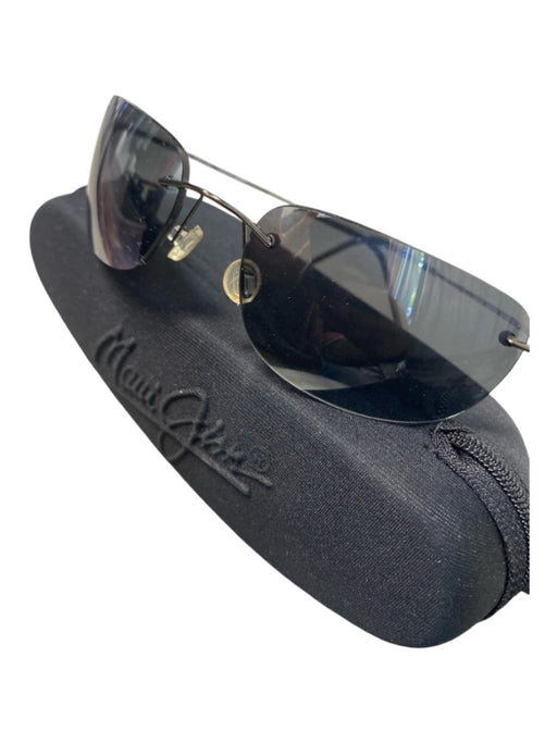 Maui Jim Dark Wire Arms Curved Wrap Nose Guard Case Inc. Sunglasses Dark