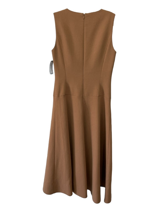 Lafayette Size 2 Brown Wool Pleated Detail Midi Sleeveless Dress Brown / 2