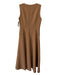 Lafayette Size 2 Brown Wool Pleated Detail Midi Sleeveless Dress Brown / 2