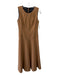 Lafayette Size 2 Brown Wool Pleated Detail Midi Sleeveless Dress Brown / 2