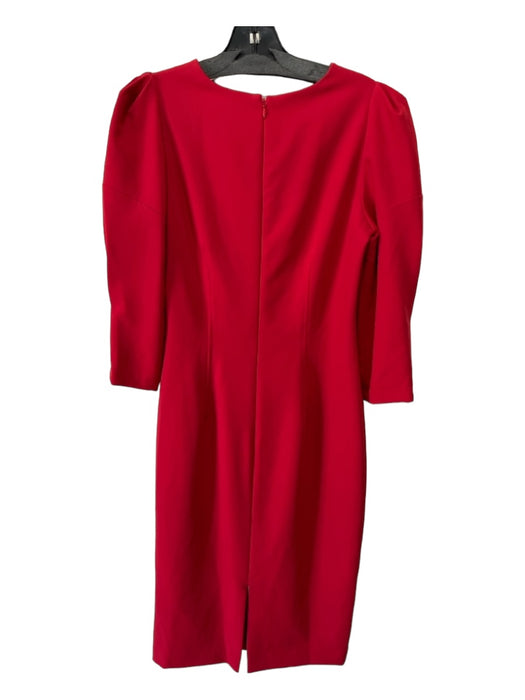 Antonio Melani Size 6 Red Polyester 3/4 Puff Sleeve Midi Round Neck Dress Red / 6