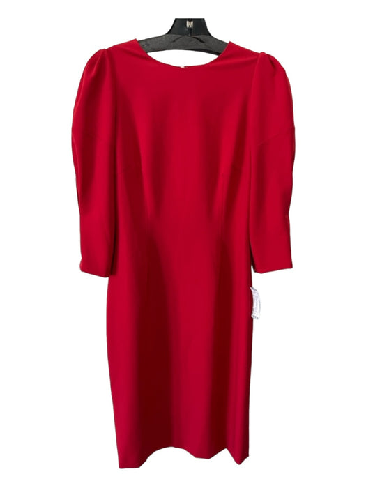 Antonio Melani Size 6 Red Polyester 3/4 Puff Sleeve Midi Round Neck Dress Red / 6