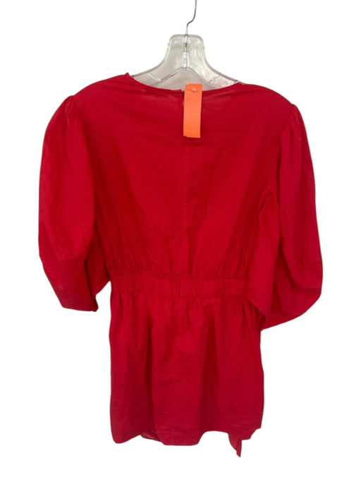 Rhode Size S Red Cotton Balloon Sleeve Ruffle Accent high neck Mini Dress Red / S